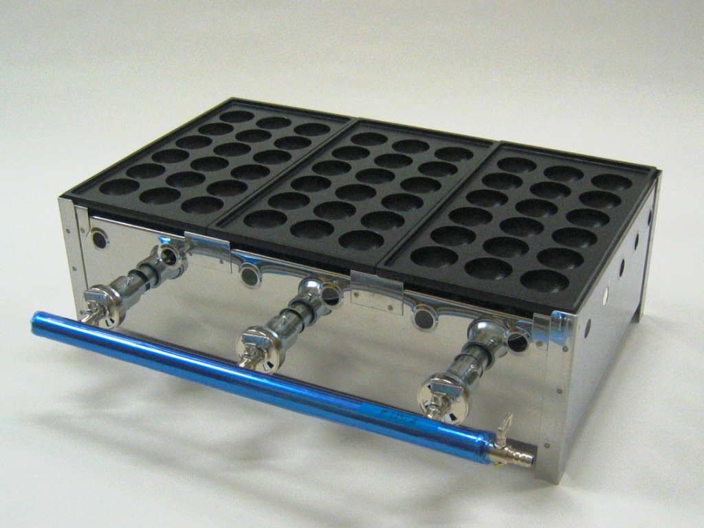 ガス式鋳物たこ焼き器 2連 18穴ジャンボ用  プロパン(LPガス)メーカー直送 代引不可 - 6